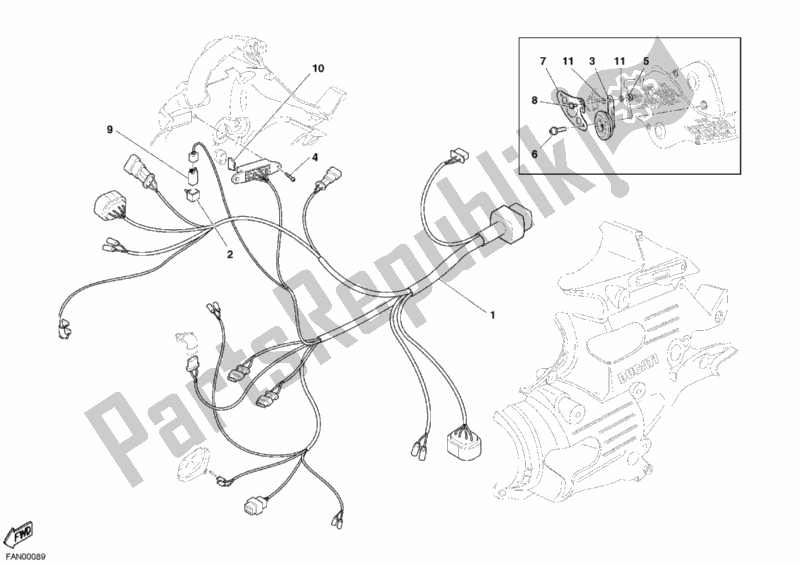 Toutes les pièces pour le Phare à Câble du Ducati Superbike 749 R 2005